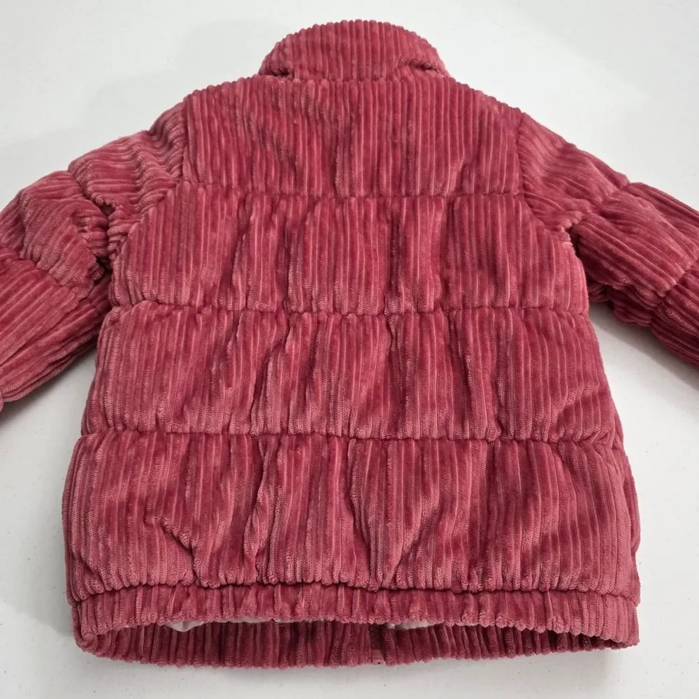 Toddler Girls Oshkosh Soft Pink Ribbed Heavyweight Puffer Jacket Size 4 Small
